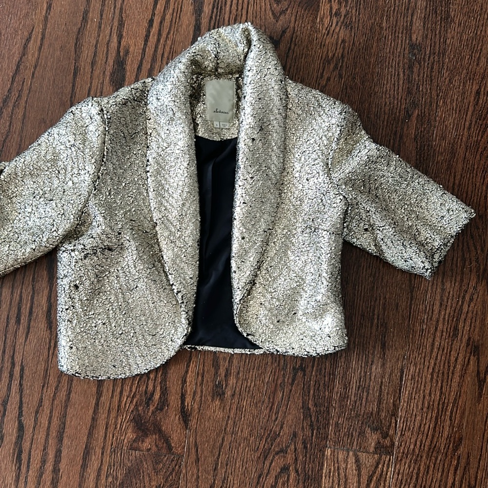 Gold shimmer shrug from Anthropologie size small